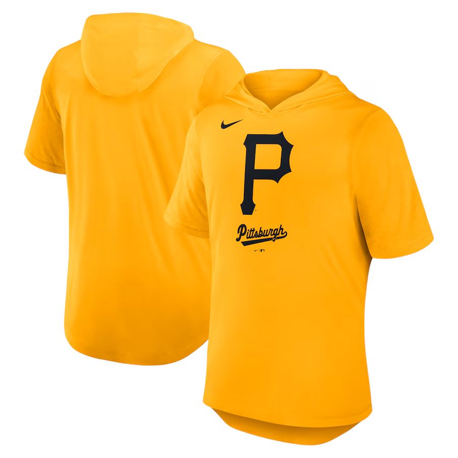 Men 2025 MLB Pittsburgh Pirates Yellow Hooded T-shirt